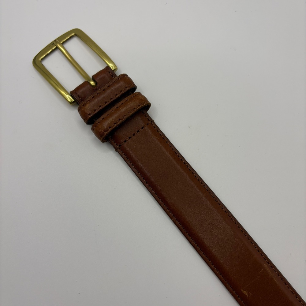 Allen Edmonds Mens Brown Calfskin Leather Dress Belt Brass Buckle 32 24064